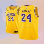 Kid's Los Angeles Lakers Kobe Bryant NO 24 Icon 2018-19 Yellow Jersey