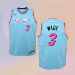 Kid's Miami Heat Dwyane Wade NO 3 City Blue Jersey