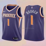 Kid's Phoenix Suns Devin Booker NO 1 Icon 2017-18 Purple Jersey