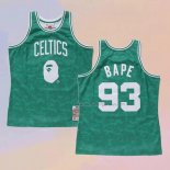 Men's Boston Celtics Bape NO 93 Hardwood Classic Green Jersey