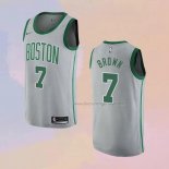 Men's Boston Celtics Jaylen Brown NO 7 City 2018-19 Gray Jersey