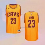 Men's Cleveland Cavaliers LeBron James NO 23 Throwback Yellow Jersey