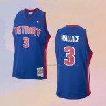 Men's Detroit Pistons Ben Wallace NO 3 Mitchell & Ness 2003-04 Blue Jersey