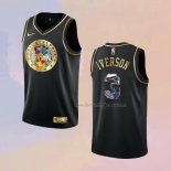 Men's Golden Edition Philadelphia 76ers Allen Iverson NO 3 2021-22 Black Jersey