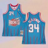 Men's Houston Rockets Hakeem Olajuwon NO 34 Mitchell & Ness 1996-97 Blue Jersey