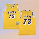 Men's Los Angeles Lakers Dennis Rodman NO 73 Mitchell & Ness 1998-99 Yellow Jersey
