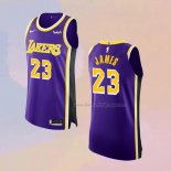 Men's Los Angeles Lakers LeBron James NO 23 Statement Authentic Purple Jersey
