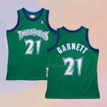 Men's Minnesota Timberwolves Kevin Garnett NO 21 Hardwood Classics Throwback 1997-98 Green Jersey