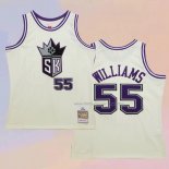 Men's Sacramento Kings Jason Williams NO 55 Mitchell & Ness Chainstitch Cream Jersey