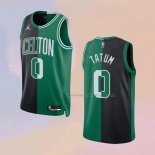 Men's Boston Celtics Jayson Tatum NO 0 Split Black Green Jersey