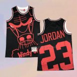 Men's Chicago Bulls Michael Jordan NO 23 Mitchell & Ness Big Face Black Jersey