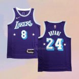 Men's Los Angeles Lakers Kobe Bryant NO 8 24 City Edition 2021-22 Purple Jersey
