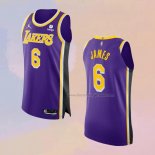 Men's Los Angeles Lakers LeBron James NO 6 Statement Authentic Purple Jersey