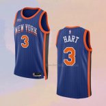 Men's New York Knicks Josh Hart NO 3 City 2023-24 Blue Jersey