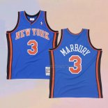 Men's New York Knicks Stephon Marbury NO 3 Hardwood Classics Throwback Blue Jersey