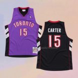 Men's Toronto Raptors Vince Carter NO 15 Hardwood Classics Throwback Black Purple Jersey