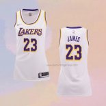 Women's Los Angeles Lakers LeBron James NO 23 White Jersey